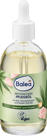 Balea care oil 100 ml — dm official Balea rich care oil with organic hemp seed oil and rose extract, 100 ml — official dm product image
